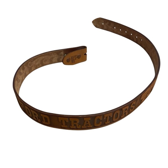 Vintage Ford Tractor Leather Western Named Belt Brown Sz Medium 32-36